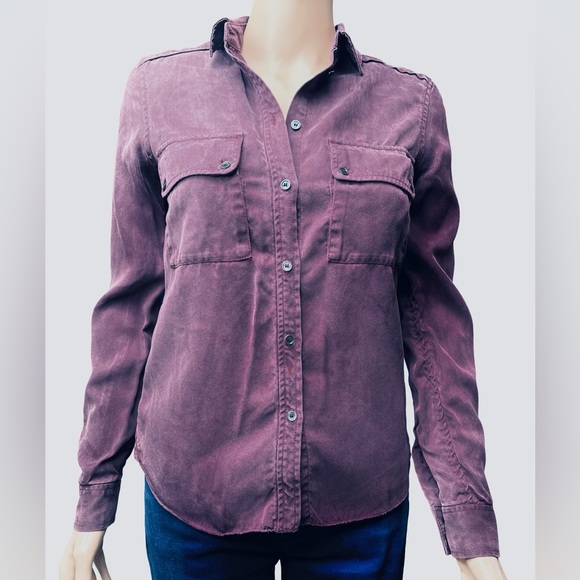 Aritzia Wilfred Free Women's Heather Mauve Long Sleeve Button-Up Shirt XXS - Picture 1 of 5